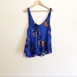 Free People Blue Floral Tank Top